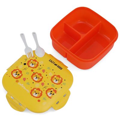 Eazy Kids Square Bento Lunch Box - Tiger Yellow