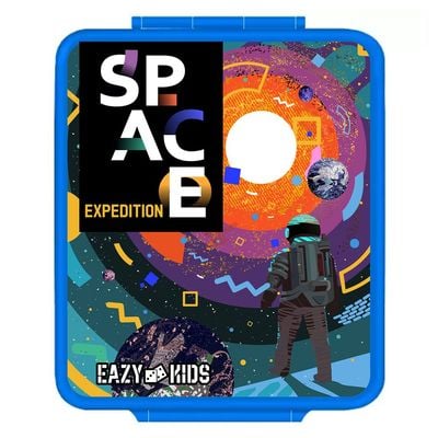 Eazy Kids Jumbo Bento Lunch Box w / t Insulated Jar - Space Expedition Blue