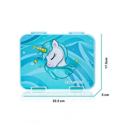 Eazy Kids 6 & 4 Convertible Bento Lunch Box wt Sandwich Cutter Set - Unicorn Green