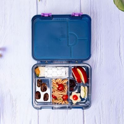 Eazy Kids 6 & 4 Convertible Bento Lunch Box wt Sandwich Cutter Set - Unicorn Lover Blue