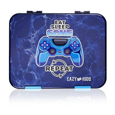 Eazy Kids 5 & 4 Convertible Bento Lunch Box wt Sandwich Cutter Set - Eat Sleep Game