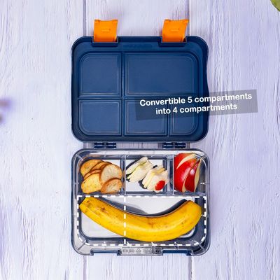 Eazy Kids 5 & 4 Convertible Bento Lunch Box wt Sandwich Cutter Set - Expedition Space