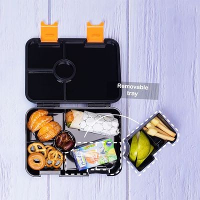 Eazy Kids 6 & 4 Convertible Bento Lunch Box wt Sandwich Cutter Set - Dino Bro