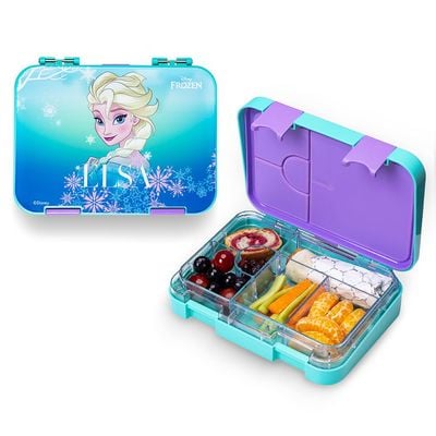 Disney Frozen Princess Elsa 6 / 4 Compartment Convertible Bento Tritan Lunch Box - Blue