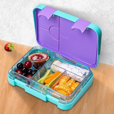 Disney Frozen Princess Elsa 6 / 4 Compartment Convertible Bento Tritan Lunch Box - Blue