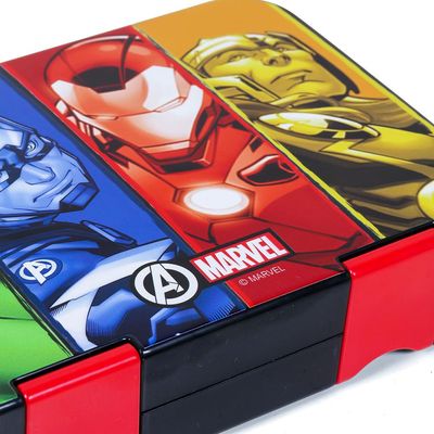 Marvel Avengers Super Hero 6 / 4 Compartment Convertible Bento Tritan Lunch Box - Black