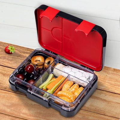 Marvel Avengers Super Hero 6 / 4 Compartment Convertible Bento Tritan Lunch Box - Black