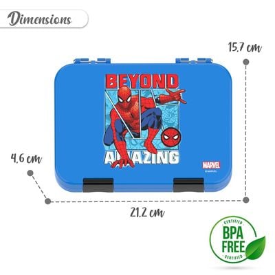 Marvel Beyond Amazing Spider Man 6 / 4 Compartment Convertible Bento Tritan Lunch Box - Blue