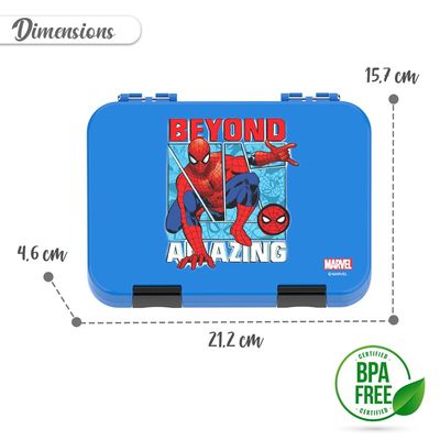 Marvel Beyond Amazing Spider Man 6 / 4 Compartment Convertible Bento Tritan Lunch Box - Blue