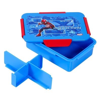 Marvel Spider - Man 1 / 2 / 3 / 4 Compartment Convertible Bento Lunch Box - Blue