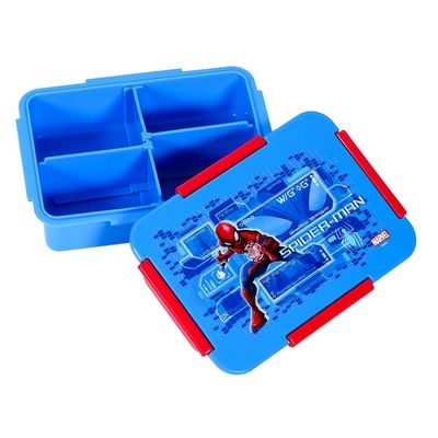 Marvel Spider - Man 1 / 2 / 3 / 4 Compartment Convertible Bento Lunch Box - Blue