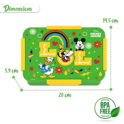 Disney LOL Mickey Mouse 1 / 2 / 3 / 4 Compartment Convertible Bento Lunch Box - Green