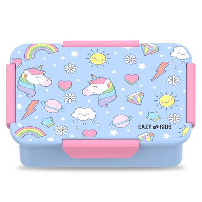 Eazy Kids Unicorn 1 / 2 / 3/ 4 Compartment Convertible Bento Lunch Box - Pink