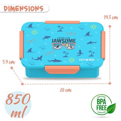 Eazy Kids Jawsome Shark 1 / 2 / 3/ 4 Compartment Convertible Bento Lunch Box - Pink