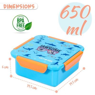 Eazy Kids Jawsome Shark Snack / Lunch Box - Blue