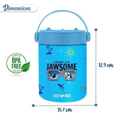 Eazy Kids Jawsome Shark Stainless Steel Insulated Food Jar - Blue(350ml)