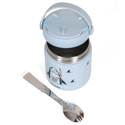 Eazy Kids Super Shark Stainless Steel Insulated Food Jar - Blue(350ml)