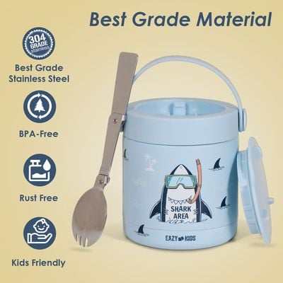 Eazy Kids Super Shark Stainless Steel Insulated Food Jar - Blue(350ml)