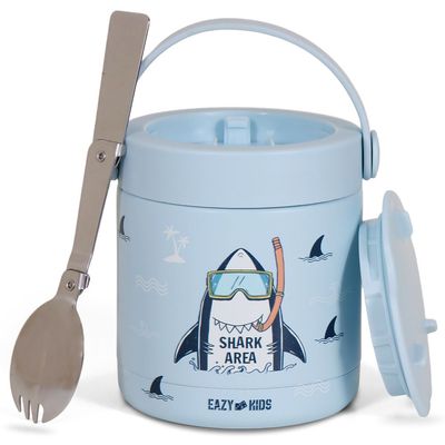 Eazy Kids Super Shark Stainless Steel Insulated Food Jar - Blue(350ml)