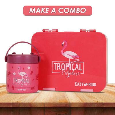 Eazy Kids Tropical Stainless Steel Insulated Food Jar - Pink (350ml)