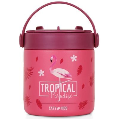 Eazy Kids Tropical Stainless Steel Insulated Food Jar - Pink (350ml)