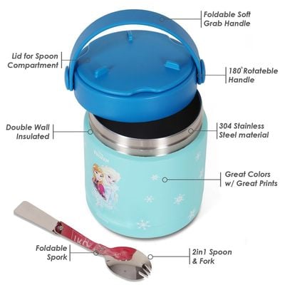 Disney Frozen Princess Elsa Stainless Steel Insulated Food Jar - Blue(350ml)