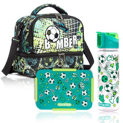 Eazy Kids Lunch Bag Combo of 3 Football-Green