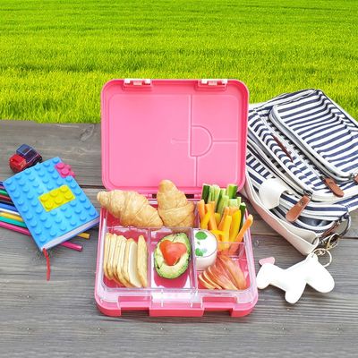 Eazy Kids Unicorn 6 / 4 Compartment Bento Lunch Box w / Lunch Bag - Pink