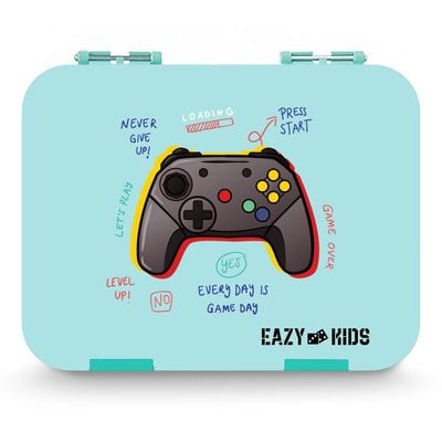 Eazy Kids PlayStation Green 6 Compartment Bento Lunch Box w / Lunch Bag - Blue