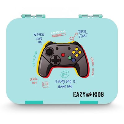 Eazy Kids PlayStation Green 6 Compartment Bento Lunch Box w/ Lunch Bag-Blue