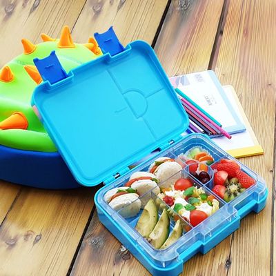 Eazy Kids Jawsome 6 / 4 Compartment Bento Lunch Box w / Lunch Bag - Blue