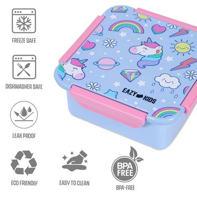 Eazy Kids Lunch Box Set Unicorn - Blue