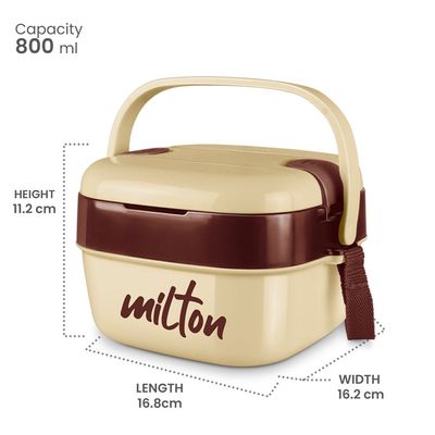 Milton Cubic Small Inner Stainless Steel Lunch Box, 800 ml, Ivory