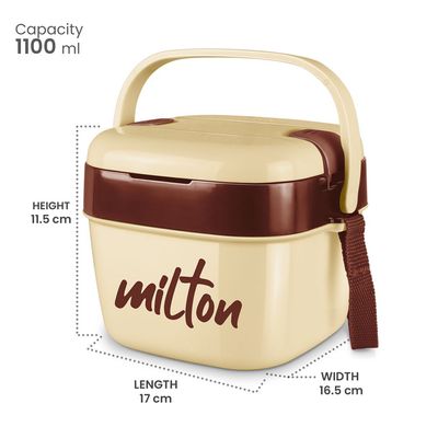 Milton Cubic Small Inner Stainless Steel Lunch Box, 1100 ml, Ivory