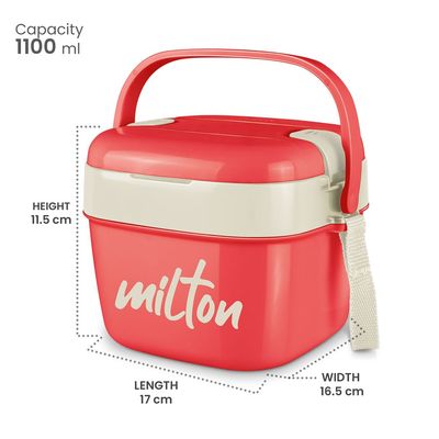 Milton Cubic Small Inner Stainless Steel Lunch Box, 1100 ml, Red