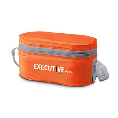 Milton Executive Insulated Lunch Box (2 Stainless Steel Container, 280 ml Each; 1 Microwave Safe Container, 450 ml) wt Lunch Bag, Orange