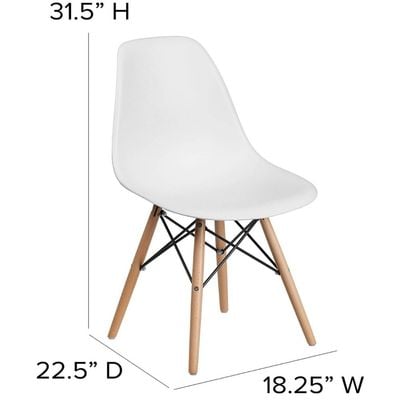 Mahmayi Ultimate Eames Style DSW Plastic Dining Chair - Sleek White Finish, Modern Kitchen Seating with Ergonomic Design, Contemporary Home Furniture for Comfortable Dining Experience