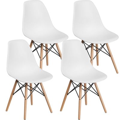 Ultimate Eames Style DSW Plastic Dining Chair - White (Pack of 4)