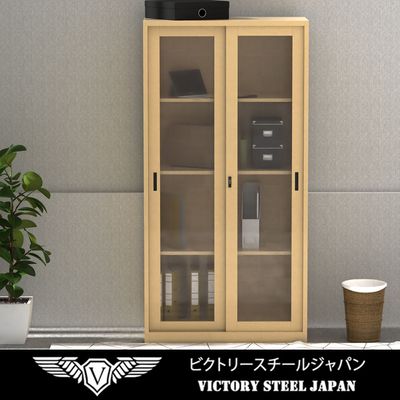 Victory Steel Japan OEM Glass Sliding Door Steel Bookshelf (Glass - Sliding Door)