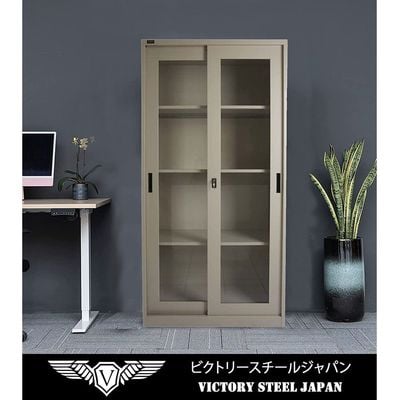 Victory Steel Japan OEM Glass Sliding Door Steel Bookshelf (Glass - Sliding Door)