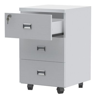 Stazion 3 Drawer Mobile Storage Unit Modern & Sleek Office Furniture with Drawers Functional 3 Drawers Storage Finished with Melamine on MDF & Castor Wheels White