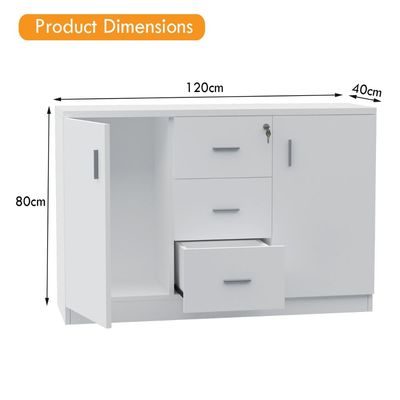 Mahmayi Carre 1147 Storage Cabinet for Home Office (White Credenza)