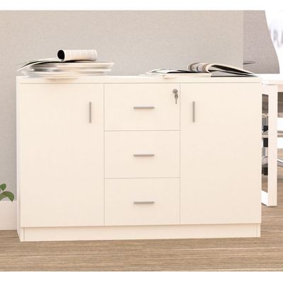 Mahmayi Carre 1147 Storage Cabinet for Home Office (White Credenza)