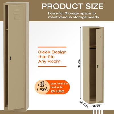 Victory Steel Japan Compartment Storage Steel Locker Filing Cabinet (Single Door, Beige)