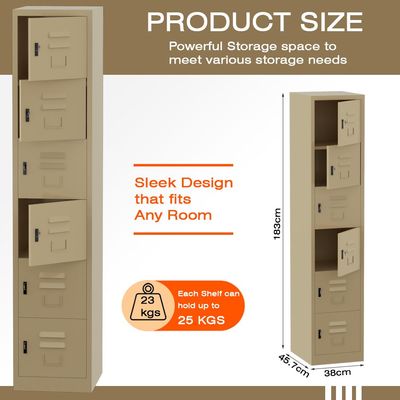 Victory Steel Japan Compartment Storage Steel Locker Filing Cabinet (Six Doors, Beige)