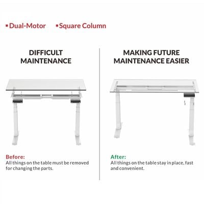 Mahmayi Flexispot Standing Desk Dual Motor 3 Stages Electric Stand Up Desk 160cmx80cm Height Adjustable Desk Home Office Desk White Frame - White