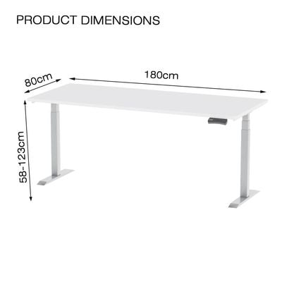 Mahmayi Flexispot Standing Desk Dual Motor 3 Stages Electric Stand Up Desk 180cmx80cm Height Adjustable Desk Home Office Desk White Frame - White