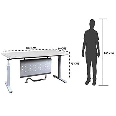 Lift-12 Electronic Height Adjustable Modern Desk - Elegant and Modern Ergonomic Office Desk with Adjustable Height Feature and Heavy Duty Fram (White, Width: 180cm)