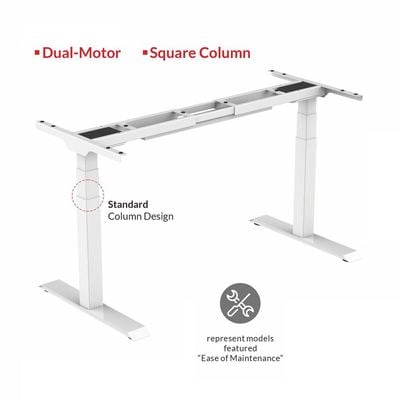 Mahmayi Flexispot Standing Desk Dual Motor 3 Stages Electric Stand Up Desk 180cmx80cm Height Adjustable Desk Home Office Desk White Frame - White