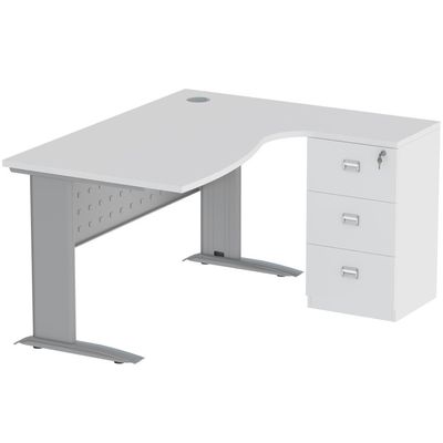 Stazion Modern Office Workstation Desk (140cm, White)